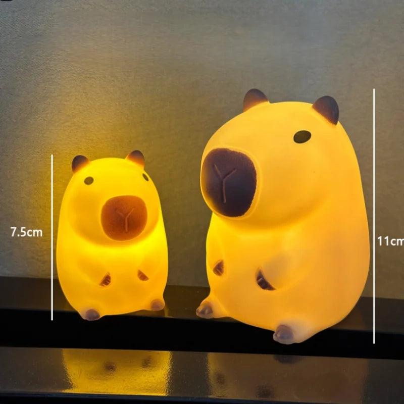 Tangerine Capybara Night Light, LED Squishy Novelty Animal Night Lamp, 2 Level Dimmable Nursery Nightlight