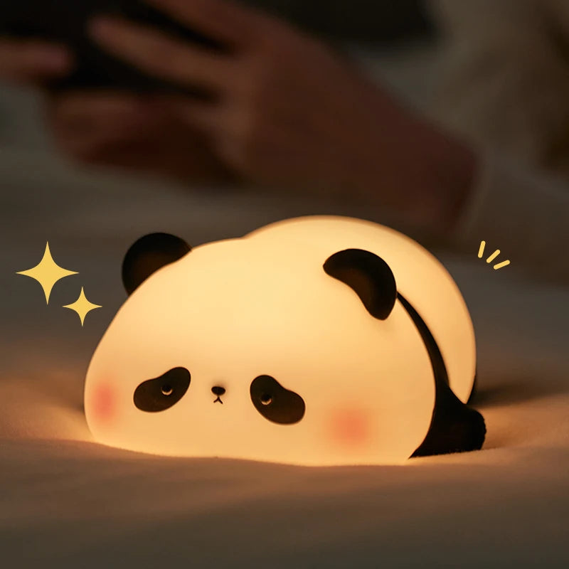Black & White Panda Night Light, LED Squishy Novelty Animal Night Lamp, 2 Level Dimmable Nursery Nightlight
