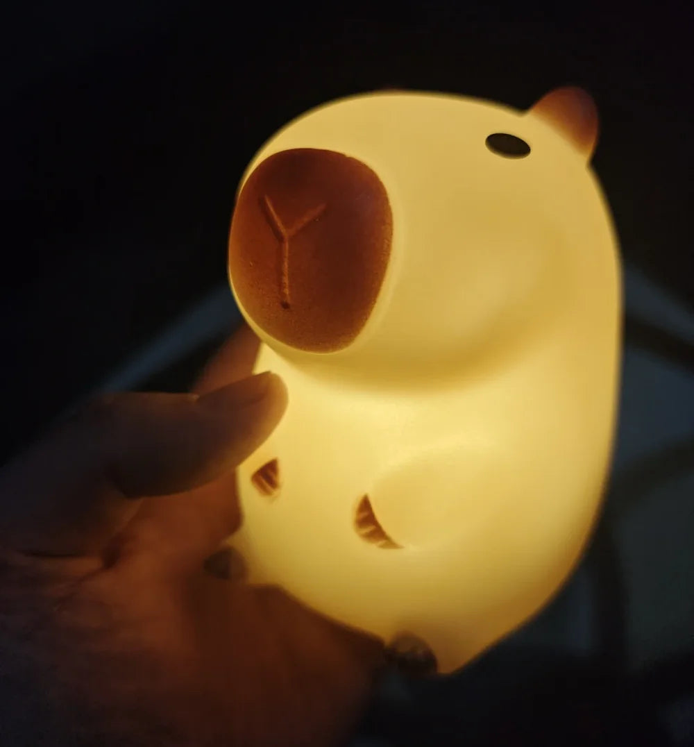 Tangerine Capybara Night Light, LED Squishy Novelty Animal Night Lamp, 2 Level Dimmable Nursery Nightlight