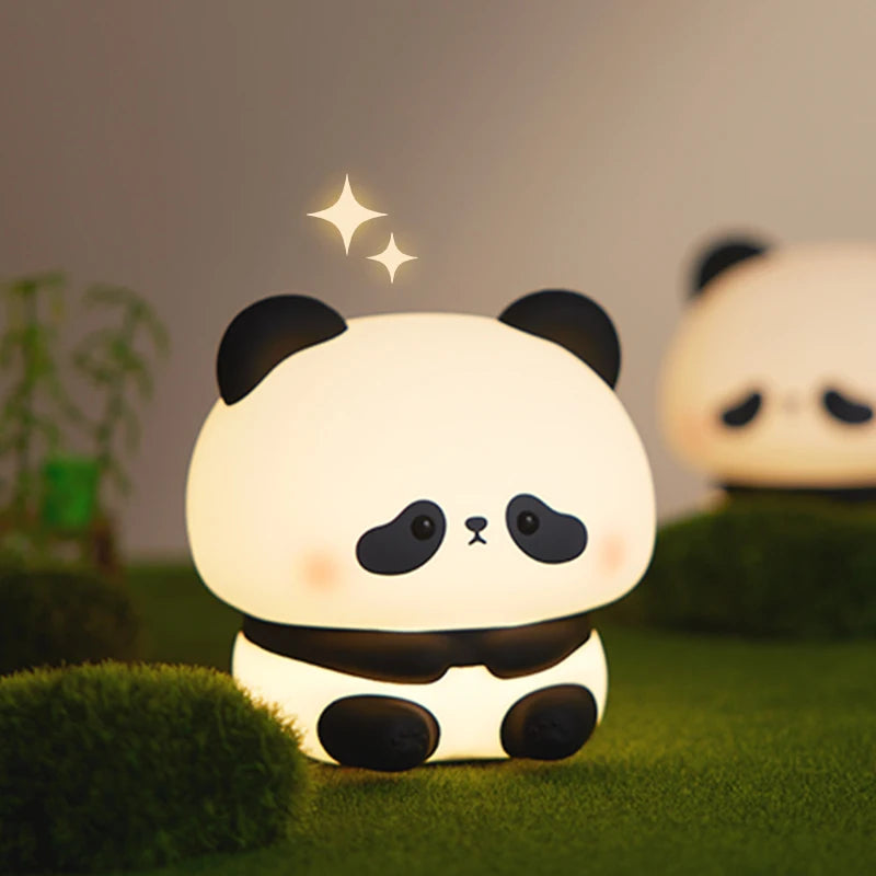 Black & White Panda Night Light, LED Squishy Novelty Animal Night Lamp, 2 Level Dimmable Nursery Nightlight