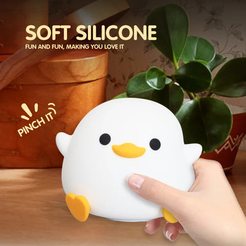 White Duck Night Light, LED Squishy Novelty Animal Night Lamp, 2 Level Dimmable Nursery Nightlight