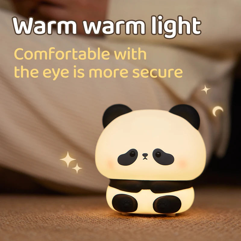 Black & White Panda Night Light, LED Squishy Novelty Animal Night Lamp, 2 Level Dimmable Nursery Nightlight