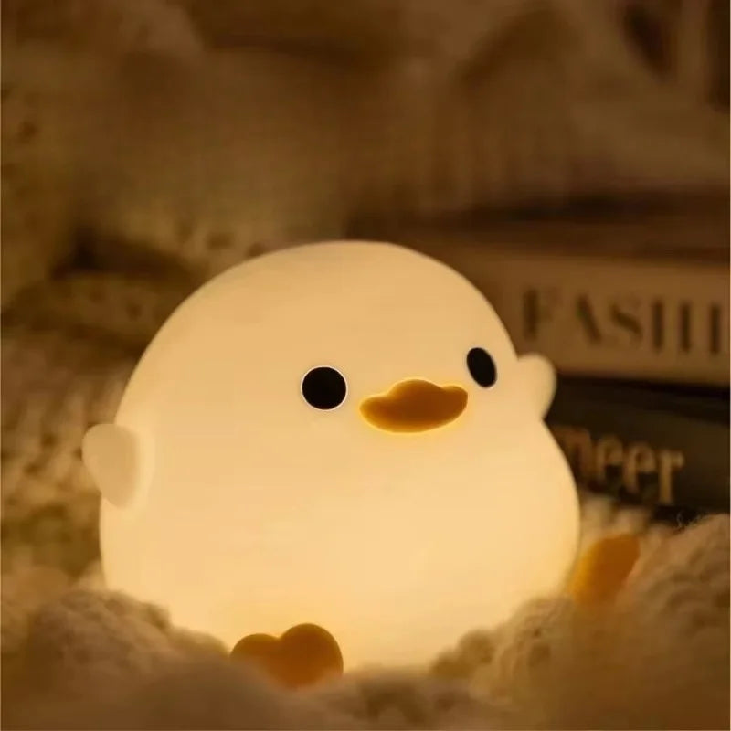 White Duck Night Light, LED Squishy Novelty Animal Night Lamp, 2 Level Dimmable Nursery Nightlight