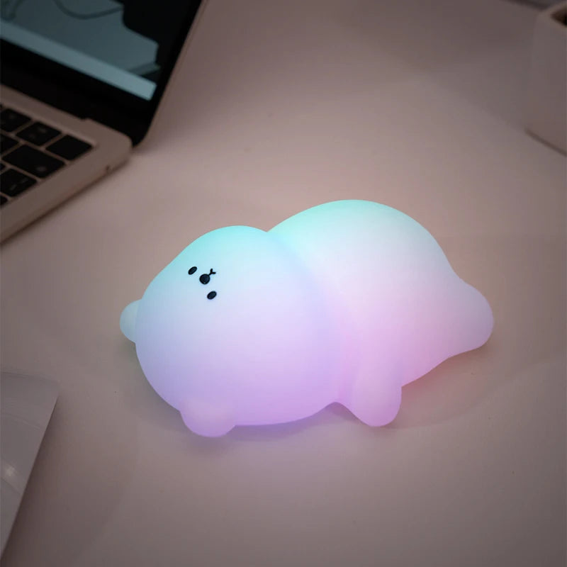 Black & White Panda Night Light, LED Squishy Novelty Animal Night Lamp, 2 Level Dimmable Nursery Nightlight