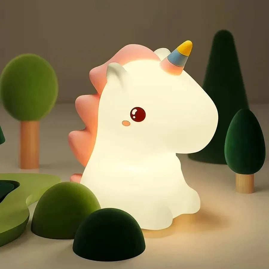 Tangerine Unicorn Night Light, LED Squishy Novelty Animal Night Lamp, 2 Level Dimmable Nursery Nightlight