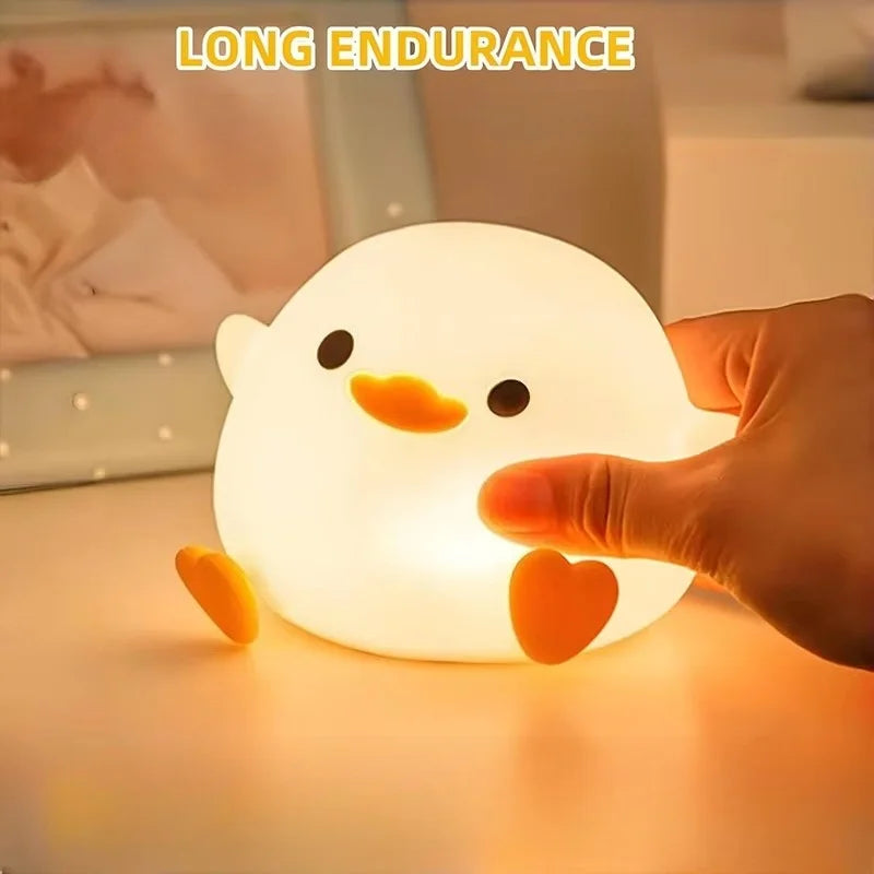 White Duck Night Light, LED Squishy Novelty Animal Night Lamp, 2 Level Dimmable Nursery Nightlight