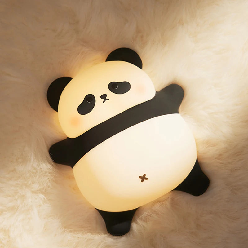 Black & White Panda Night Light, LED Squishy Novelty Animal Night Lamp, 2 Level Dimmable Nursery Nightlight