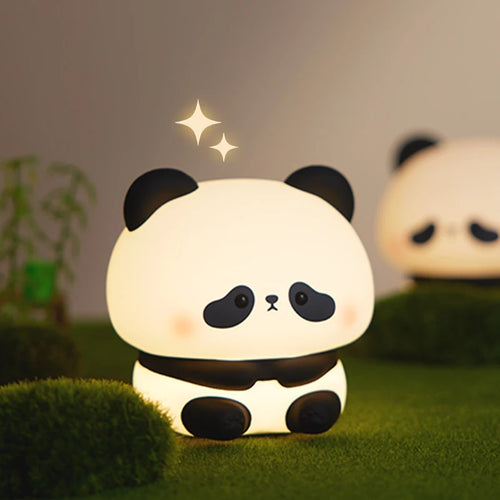 Black & White Panda Night Light, LED Squishy Novelty Animal Night Lamp, 2 Level Dimmable Nursery Nightlight
