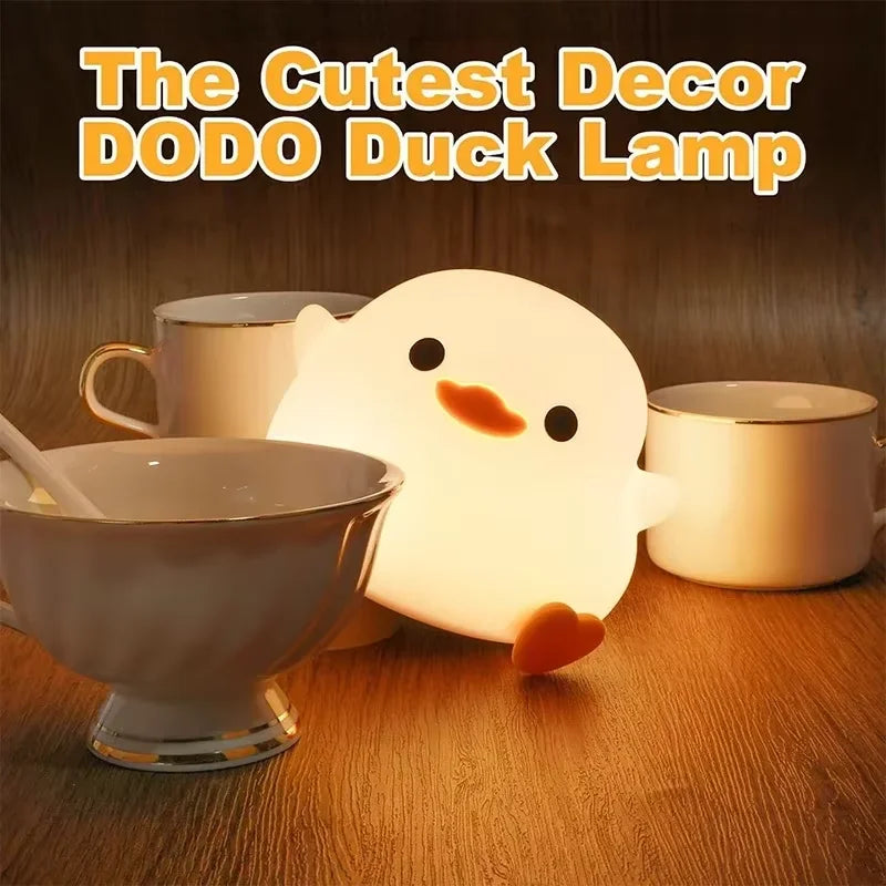 White Duck Night Light, LED Squishy Novelty Animal Night Lamp, 2 Level Dimmable Nursery Nightlight